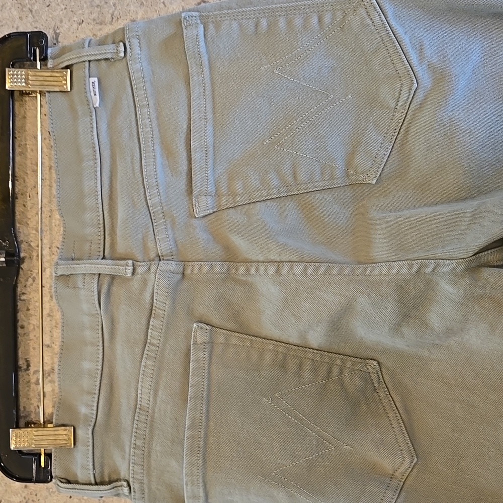 MOTHER High-Rise Olive Green Straight Jeans - Picture 13 of 15